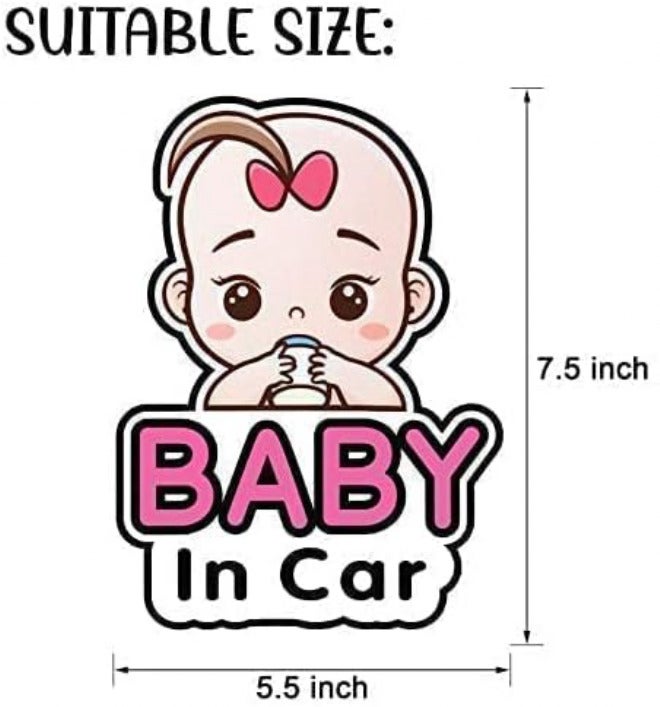 Outus 2 Pieces Baby in Car Stickers Sign and Decal for Girl, Baby Car Sticker, Removable Safety Sticker Notice Board, Cute Baby Window Car Sticker, On Board Stickers, 2 Count (Pack of 1), M-45 Easy handling optimized design - Image 4