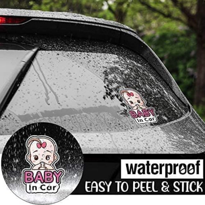 Outus 2 Pieces Baby in Car Stickers Sign and Decal for Girl, Baby Car Sticker, Removable Safety Sticker Notice Board, Cute Baby Window Car Sticker, On Board Stickers, 2 Count (Pack of 1), M-45 Easy handling optimized design - Image 3