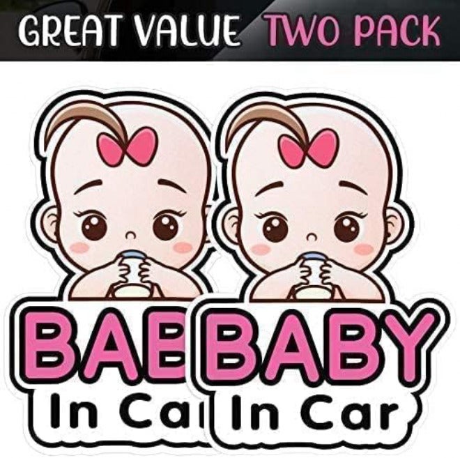 Outus 2 Pieces Baby in Car Stickers Sign and Decal for Girl, Baby Car Sticker, Removable Safety Sticker Notice Board, Cute Baby Window Car Sticker, On Board Stickers, 2 Count (Pack of 1), M-45 Easy handling optimized design - Image 2