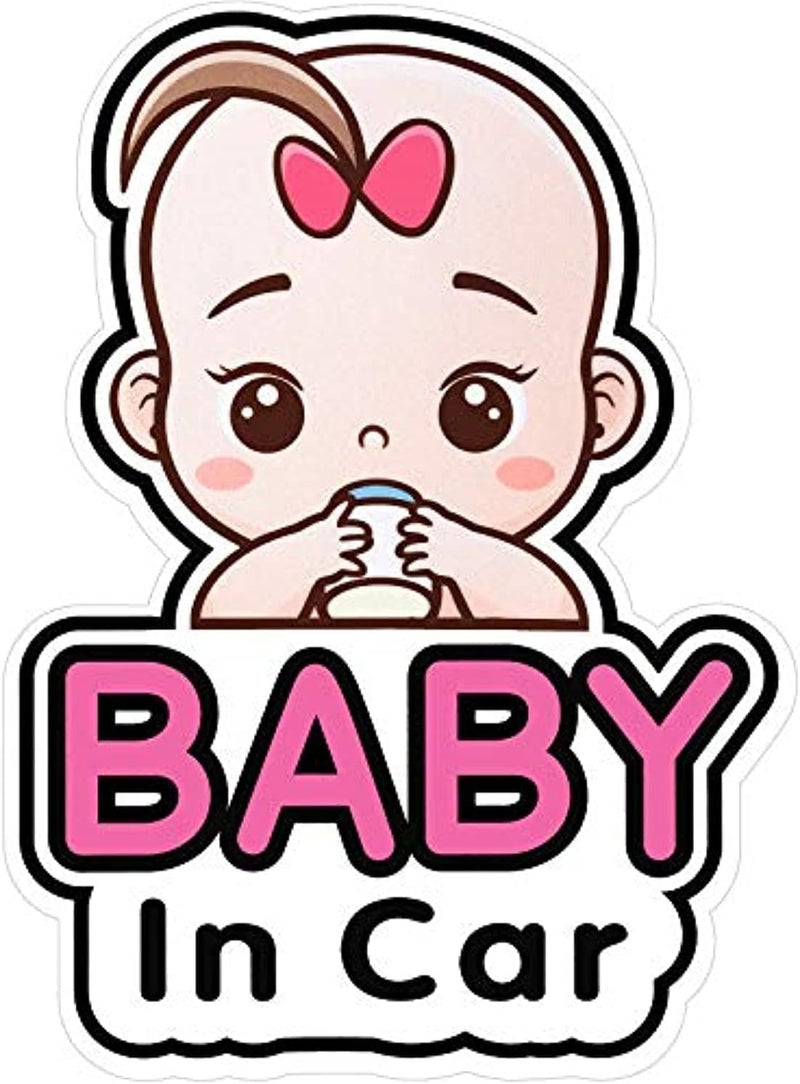 Outus 2 Pieces Baby in Car Stickers Sign and Decal for Girl, Baby Car Sticker, Removable Safety Sticker Notice Board, Cute Baby Window Car Sticker, On Board Stickers, 2 Count (Pack of 1), M-45 Easy handling optimized design - Image 1