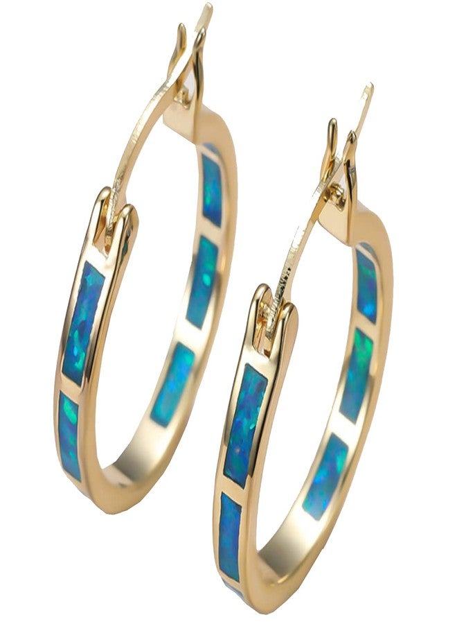 XINSHUN Life Stage White/Black/Gold Created-FireOpal 925 Plated-Silver Round Hoop Dangle Earrings Women's Fashion Jewelry Golden one Size