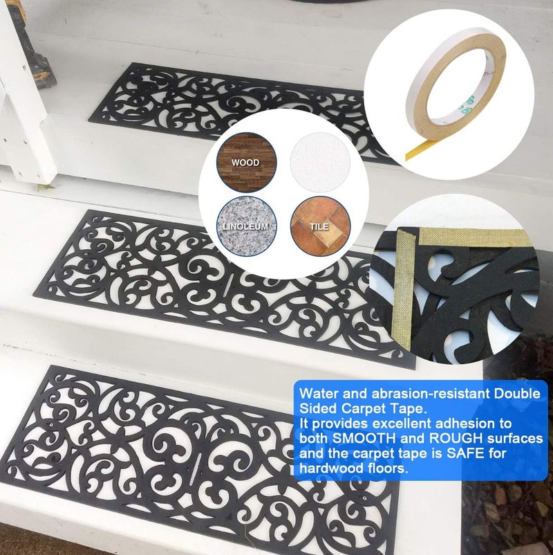 UFelice Rubber Stair Treads, Outdoor Stair Treads Non-Slip, Butterfly Designed Stair Tread Mats, Anti-Slip Step Mat - Set of 4 Include Stay-on-Kit, 30 x 10 Inches - Image 3