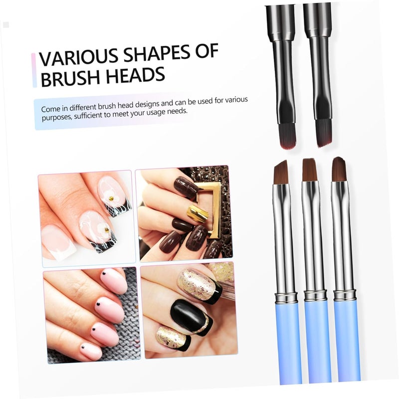 5Pcs Nail Art Brush Set with Wooden Handles Soft Bristles for Manicure and DIY Random Color - Image 3