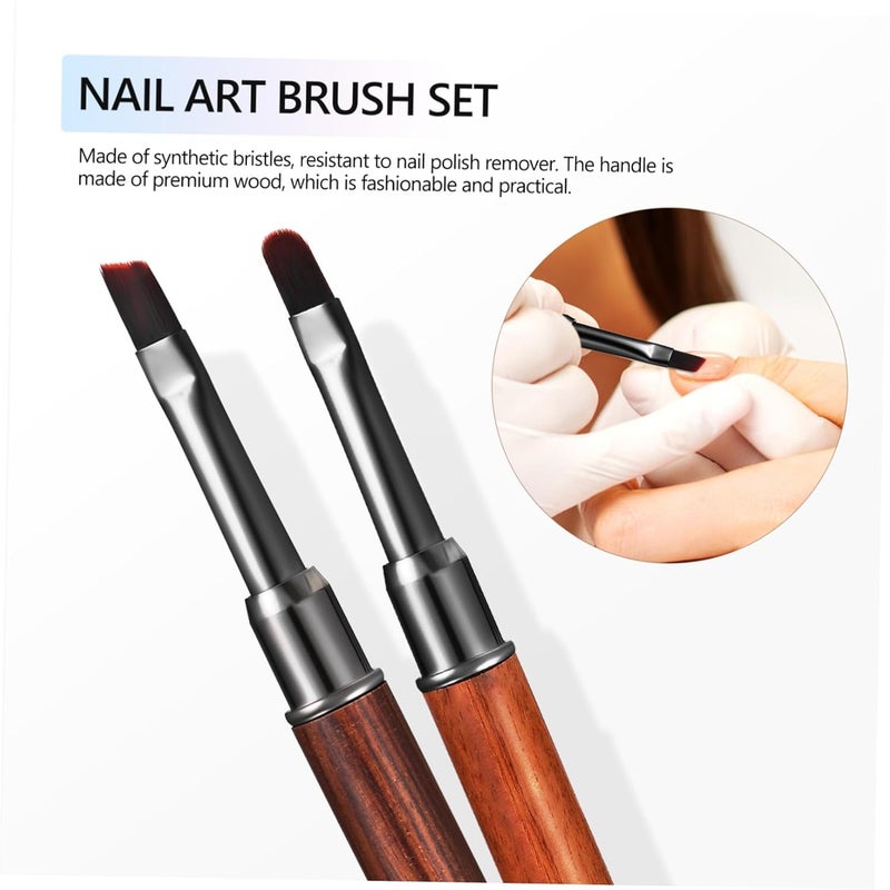 5Pcs Nail Art Brush Set with Wooden Handles Soft Bristles for Manicure and DIY Random Color - Image 5