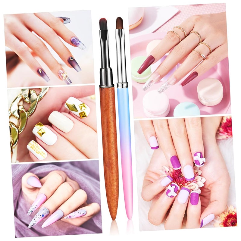 5Pcs Nail Art Brush Set with Wooden Handles Soft Bristles for Manicure and DIY Random Color - Image 4
