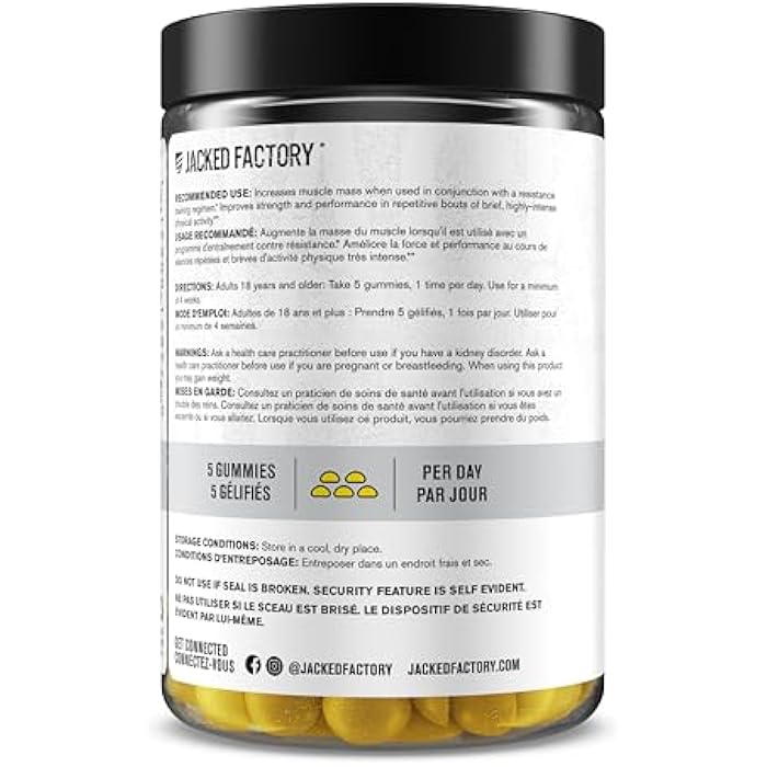Jacked Factory Creatine Gummies 5g Daily Dose (1g per Gummy) - Creatine Gummy for Men and Women, Vegan-Friendly, Travel-Friendly, Third-Party Tested - 150 Gummies, Lemon - Image 3