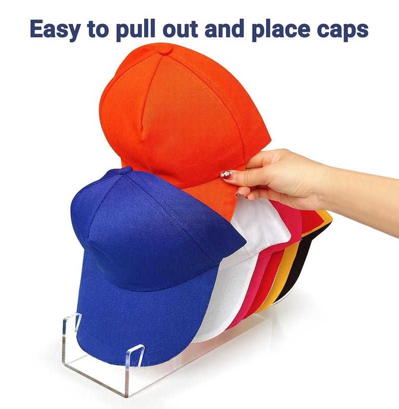 CHENYAOAI Hat Organizer for Baseball Caps, 2 Pcs No Install Acrylic Hat Stand for 14 Baseball Caps, Hat Racks for Caps Display and Organizer for Bedroom, Closet, Dresser, Office, Hat Holder - Image 3
