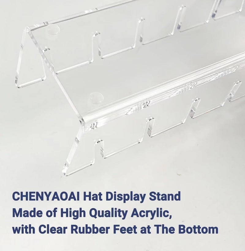 CHENYAOAI Hat Organizer for Baseball Caps, 2 Pcs No Install Acrylic Hat Stand for 14 Baseball Caps, Hat Racks for Caps Display and Organizer for Bedroom, Closet, Dresser, Office, Hat Holder - Image 4