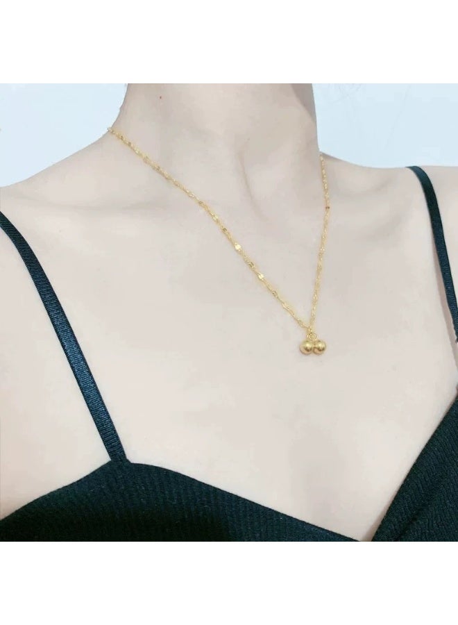 Goolsky Double Gold Beads Titanium Steel Necklace – Minimalist Jewelry, Double Gold Beads Design, Daily/Office/Casual Wear, Non-Fading - Image 2