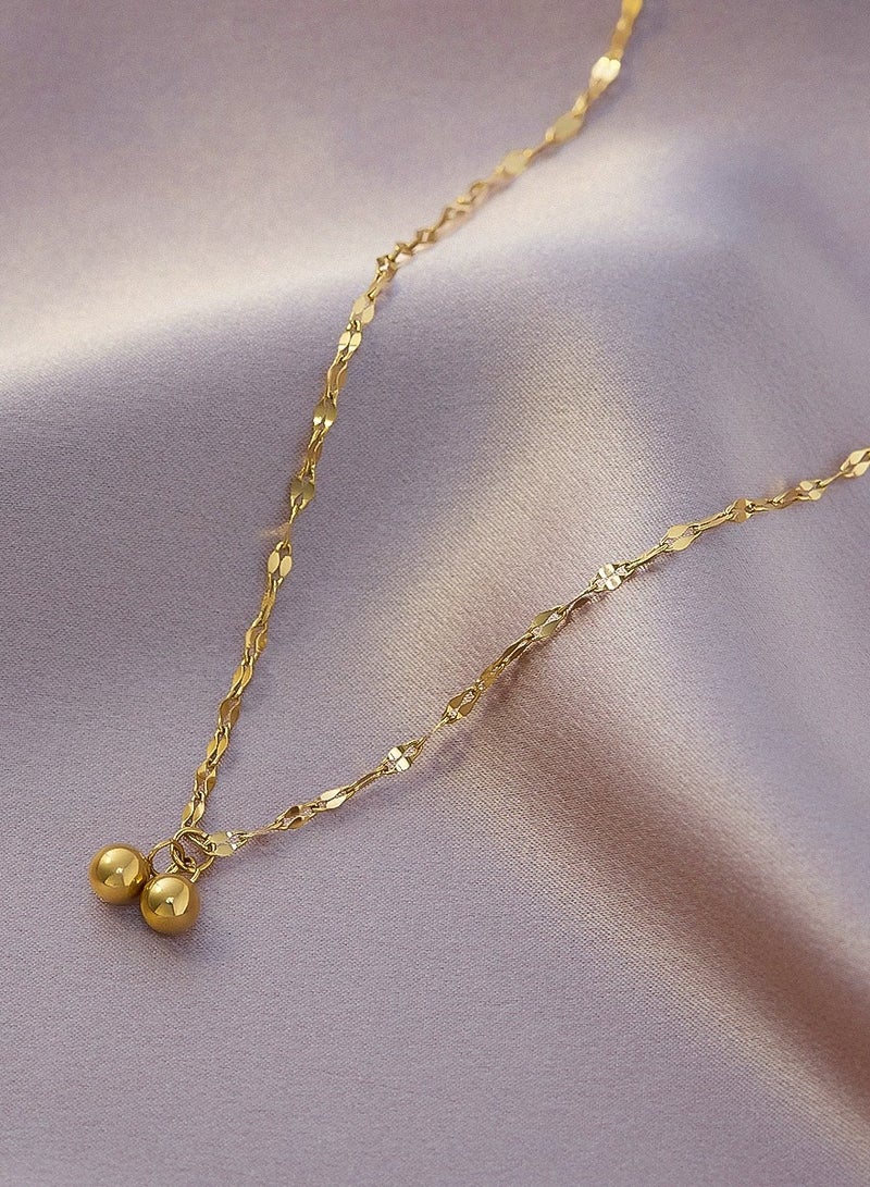Goolsky Double Gold Beads Titanium Steel Necklace – Minimalist Jewelry, Double Gold Beads Design, Daily/Office/Casual Wear, Non-Fading - Image 4