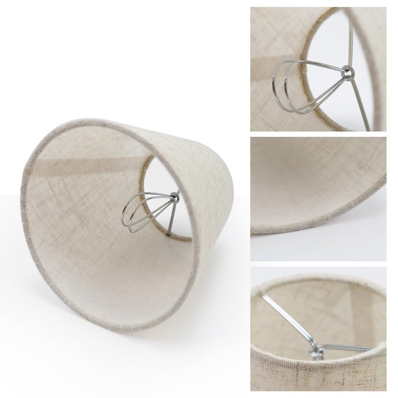 Tsnamay ظلال ثريا مصنوعة يدويًا 6 قطع، ظلال مصباح ثريا من الكتان، مجموعة ظلال مصابيح صغيرة من 6 لظلال الثريا، كتان متقاطع - Image 3