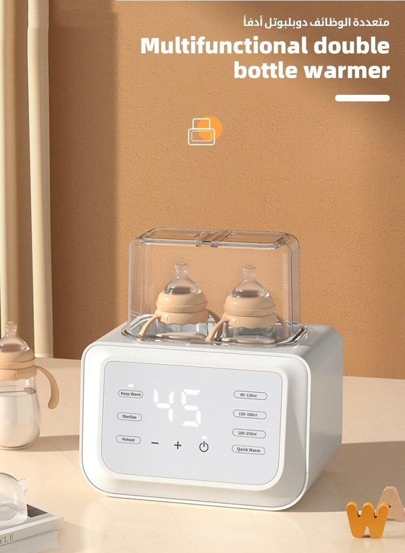 ميكسد 8 في 1 مدفأة زجاجات الطفل ومعقم وصانع طعام الطفل الكهربائي ومذيب حليب الأطفال مع المؤقت، والتحكم في درجة الحرارة بدقة، والشاشة LCD، والضوء الليلي، والتعقيم، لمدفئة حليب الزجاجات المزدوجة - Image 2