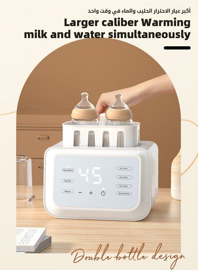 ميكسد 8 في 1 مدفأة زجاجات الطفل ومعقم وصانع طعام الطفل الكهربائي ومذيب حليب الأطفال مع المؤقت، والتحكم في درجة الحرارة بدقة، والشاشة LCD، والضوء الليلي، والتعقيم، لمدفئة حليب الزجاجات المزدوجة - Image 3