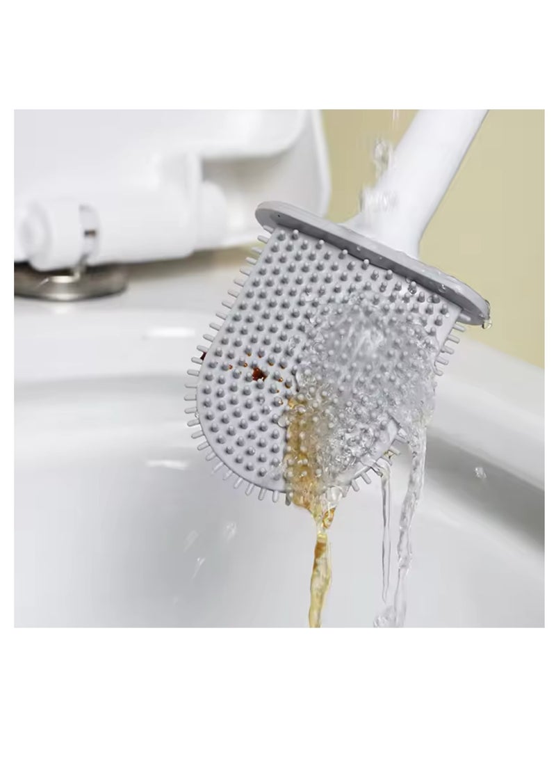 BLUE CORAL Flexible Silicone Toilet Brush with Holder Bathroom Leakproof Soft Toilet Bowl Cleaner Brush Wall Mounted Toilet Cleaning Brush  - Image 4