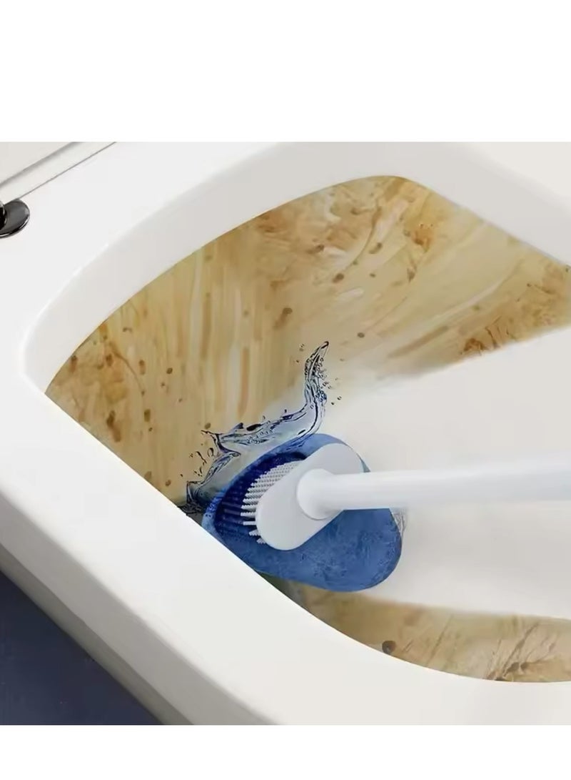 BLUE CORAL Flexible Silicone Toilet Brush with Holder Bathroom Leakproof Soft Toilet Bowl Cleaner Brush Wall Mounted Toilet Cleaning Brush  - Image 2