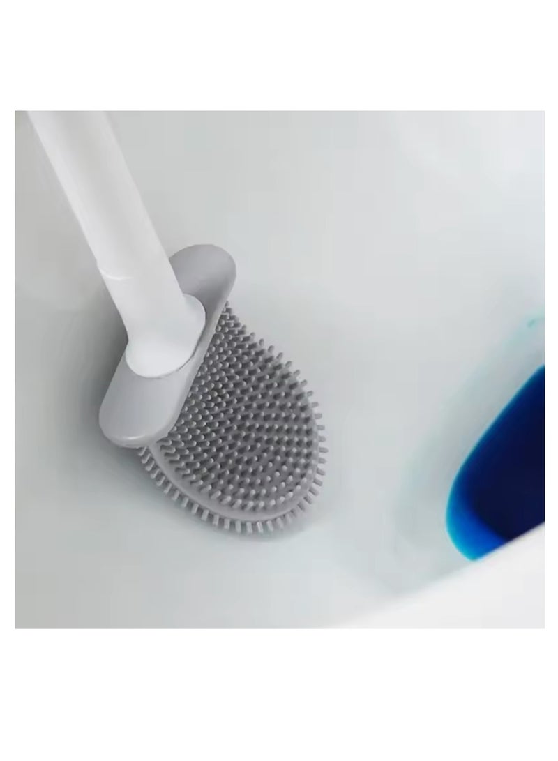 BLUE CORAL Flexible Silicone Toilet Brush with Holder Bathroom Leakproof Soft Toilet Bowl Cleaner Brush Wall Mounted Toilet Cleaning Brush  - Image 3