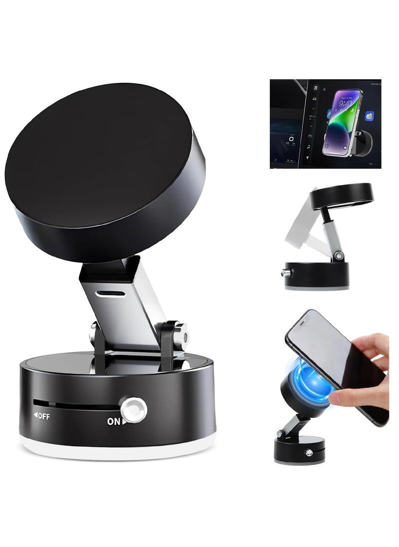 TIGER Vacuum Magnetic Suction Phone Holder, 2025 New Magnetic Suction Phone Mount, Foldable Portable Double-Sided Vacuum Magnetic adsorption Adjustable Mobile Phone Holder For All Phones Black - Image 1