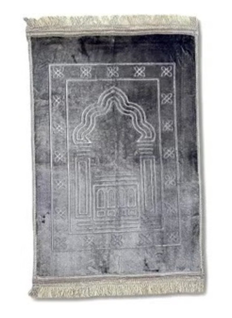 ماهمير سجادة صلاة علوية مخملية مضادة للانزلاق رمادي 70x110 سم (رمادي)  - Image 3