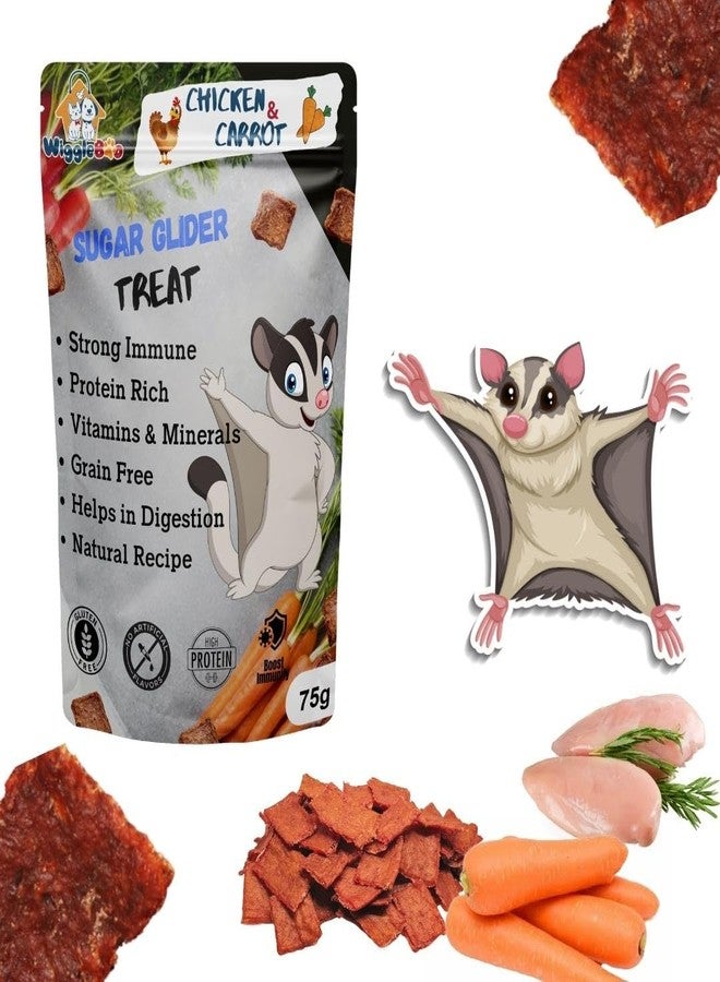 WiggleBoo Chicken & Carrot Sugar Glider Treat | Protein Rich | Crunchy Food Snack | 75g - Image 1