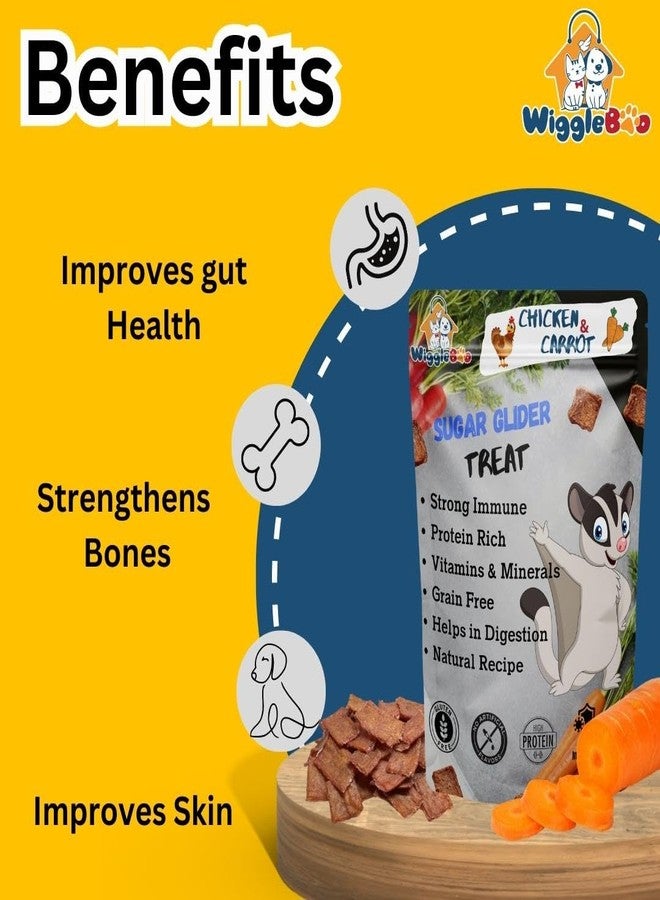WiggleBoo Chicken & Carrot Sugar Glider Treat | Protein Rich | Crunchy Food Snack | 75g - Image 5