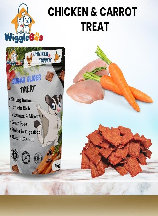 WiggleBoo Chicken & Carrot Sugar Glider Treat | Protein Rich | Crunchy Food Snack | 75g - Image 2