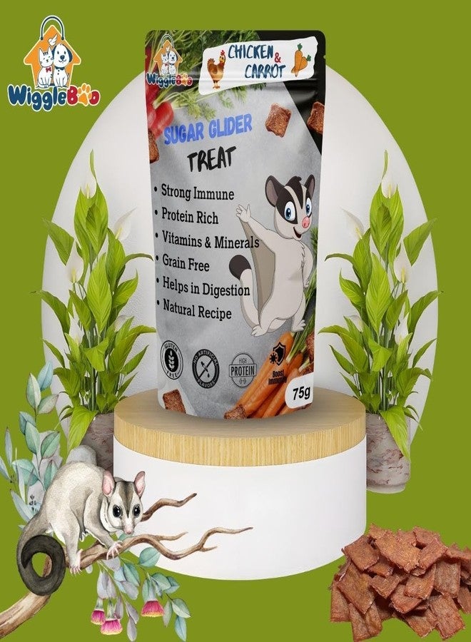 WiggleBoo Chicken & Carrot Sugar Glider Treat | Protein Rich | Crunchy Food Snack | 75g - Image 3