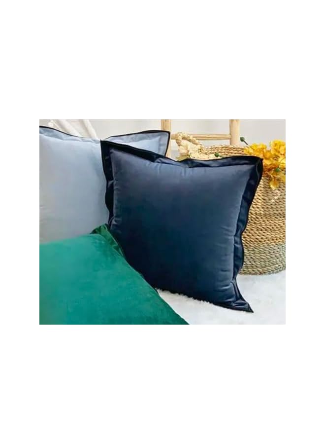 The Bros 2 Velvet Decorative Cushion Covers Dark Grey with Black Edge - 45 x 45 cm - Luxury Super Soft Throw Pillow Cases for Sofa or bed- Set of 2 - HomeLux - Image 3