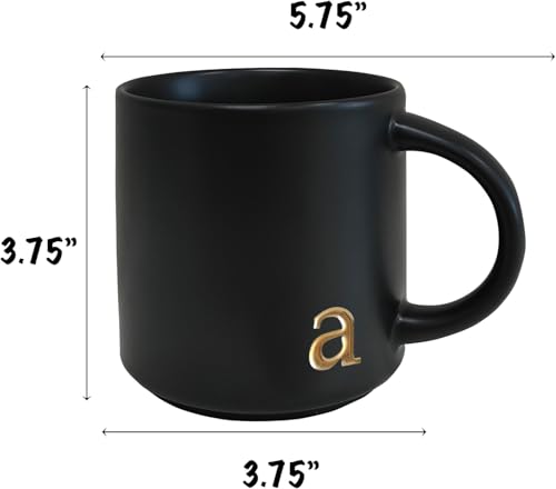 COLLECTIVE HOME - Black Monogram Ceramic Mugs, 15 oz Golden Initial Coffee Cups, Elegant Alphabet Tea Mugs, Personalized Halloween Mug with Gift Box, Perfect for Office and Home Décor (a) - Image 2