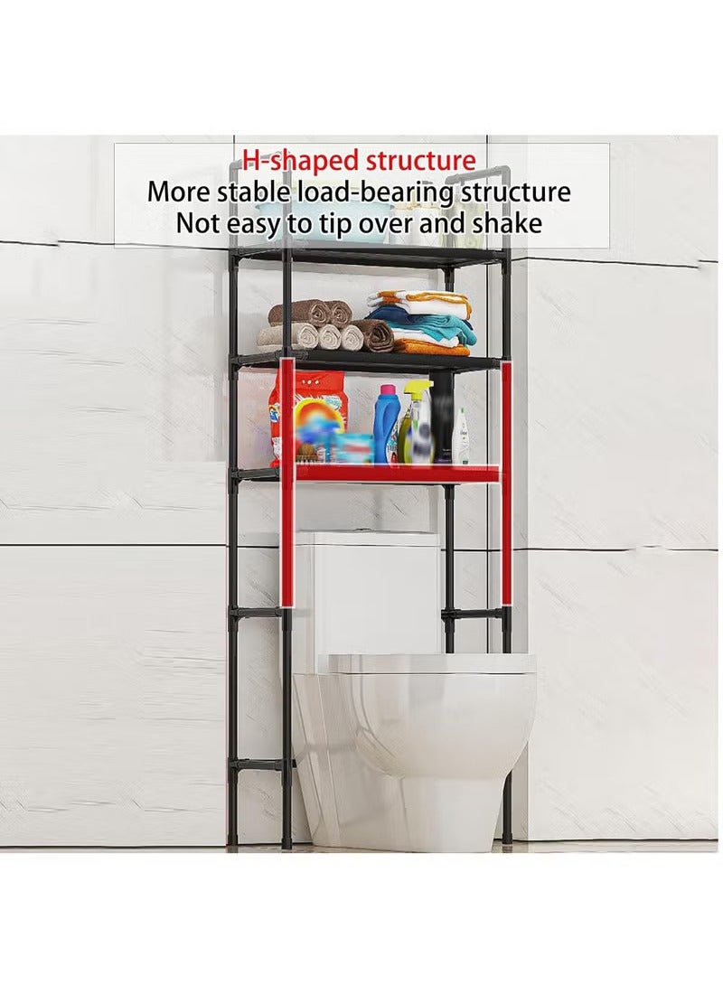 Arabest 3-Tier Over The Toilet Storage, Drill-Free Toilet Floor Storage Rack,Freestanding Above Over Toilet Bathroom Organizer, Space Saver, Metal Toilet Storage Shelf (Color : Black, Size : 47 * 25 * 155cm)  - Image 5