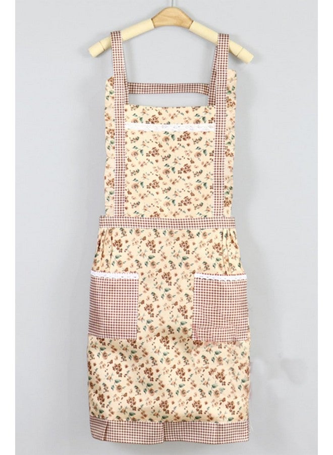 Leeonz Kitchen Apron for Women | Japanese-style Cooking Aprons | Cute Apron for Women With Pockets | Polyester Cotton Apron |Perfect for Cafe Shop, Baking, Gardening, Cooking (1piece, Cream) - Image 1