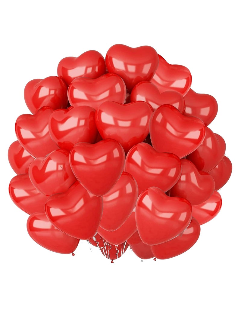 50PCS Red Heart Shape Balloon Latex Balloons Wedding Party Decoration Double Layer Thickened Balloon With Ribbon - Image 1