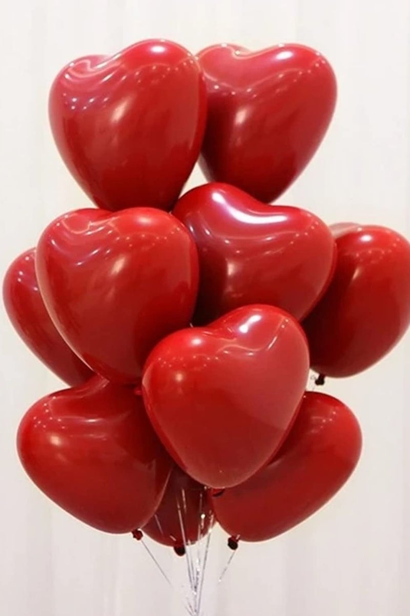 50PCS Red Heart Shape Balloon Latex Balloons Wedding Party Decoration Double Layer Thickened Balloon With Ribbon - Image 3