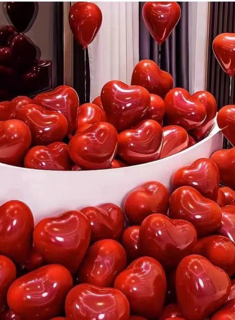 50PCS Red Heart Shape Balloon Latex Balloons Wedding Party Decoration Double Layer Thickened Balloon With Ribbon - Image 4