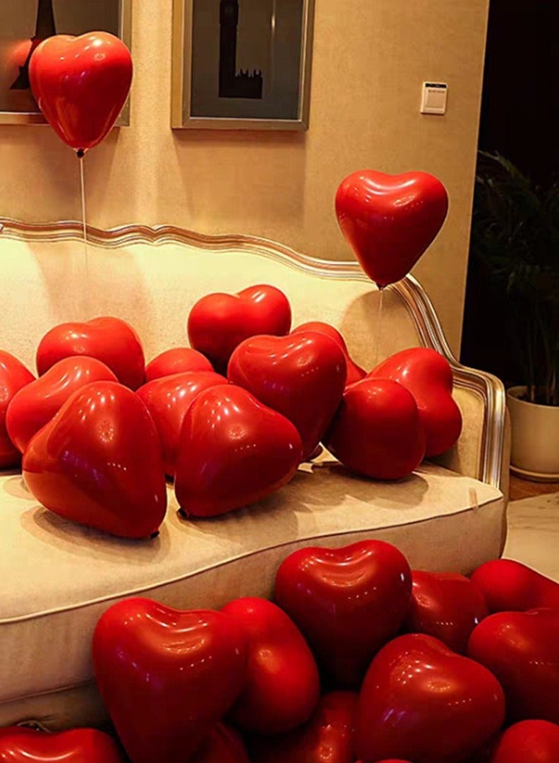 50PCS Red Heart Shape Balloon Latex Balloons Wedding Party Decoration Double Layer Thickened Balloon With Ribbon - Image 5