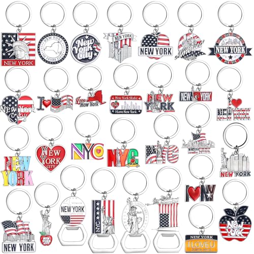 Landical 30 Pcs Silver Us City State Souvenirs Gifts Chicago Metal Keychain Florida Gifts Texas Bulk Travel - Image 1