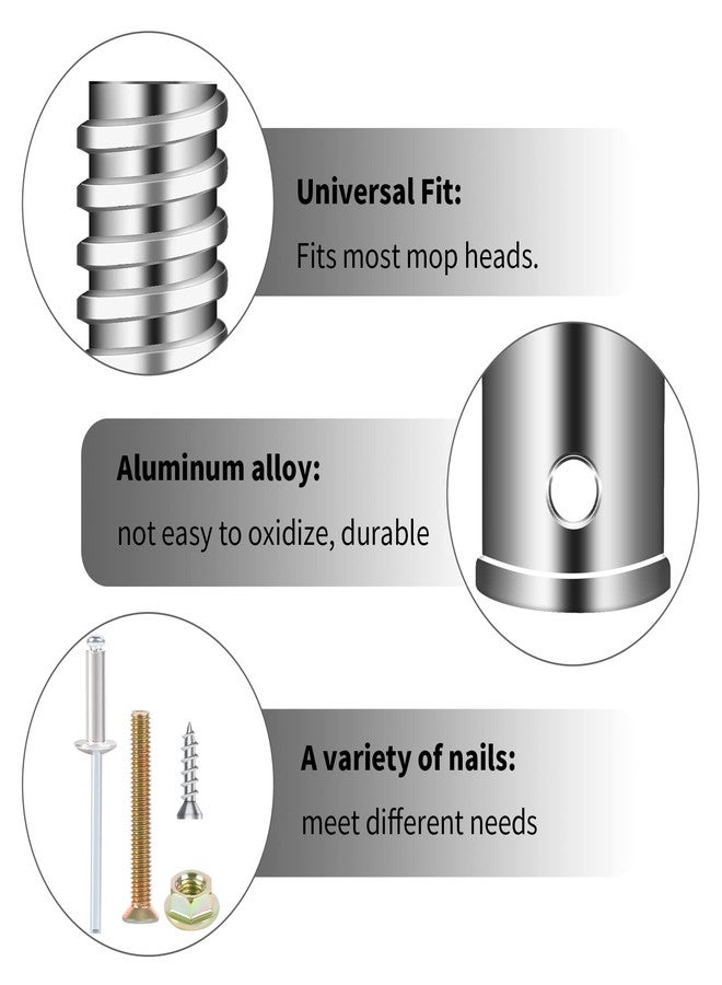 Sliverdew 2 Pcs Threaded Tip Replacement,Ultra Threaded Tip Repair Kit Metal Threaded Handle Tips for 1" Wood or Metal Poles Handle Replacement Extension Pole Adapter for Mop,Broom,Household Cleaning Tools - Image 3