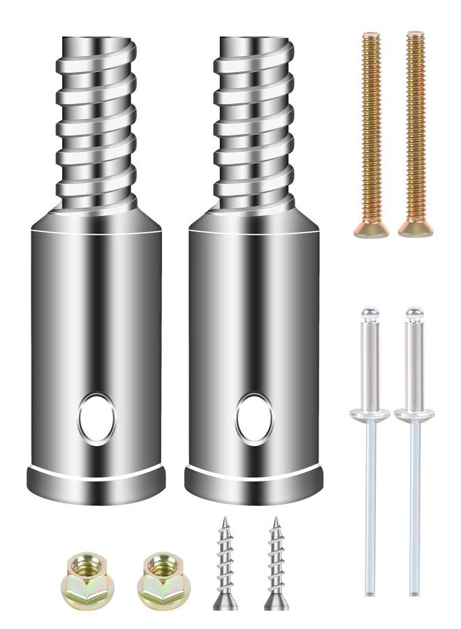 Sliverdew 2 Pcs Threaded Tip Replacement,Ultra Threaded Tip Repair Kit Metal Threaded Handle Tips for 1" Wood or Metal Poles Handle Replacement Extension Pole Adapter for Mop,Broom,Household Cleaning Tools - Image 1