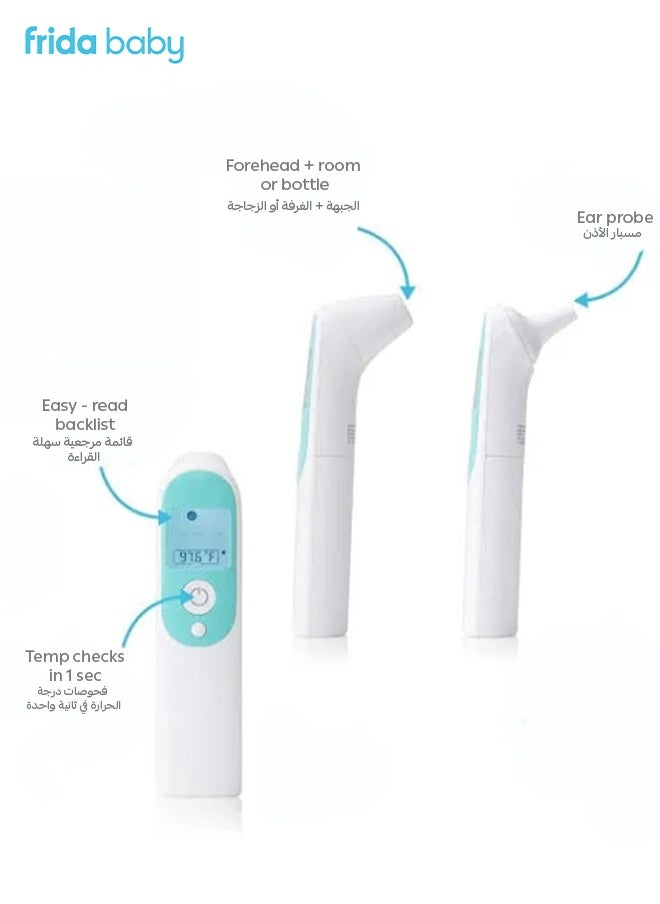 fridababy 3-in-1 Infrared Thermometer | Ear | Forehead | Touchless for Room & Bottle | Fast 1-Second Reading | Fever Alert | For Baby & Adult | 10.16x5.08x21.59 CM  - Image 2