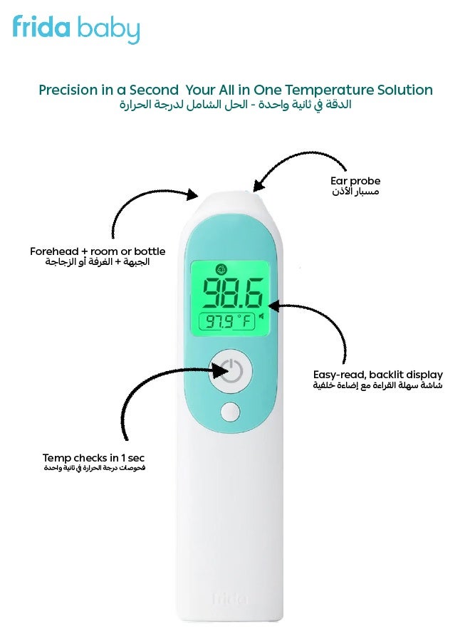 fridababy 3-in-1 Infrared Thermometer | Ear | Forehead | Touchless for Room & Bottle | Fast 1-Second Reading | Fever Alert | For Baby & Adult | 10.16x5.08x21.59 CM - Image 2