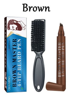 GUANJING Waterproof Men's Beard Pen Beard Care Beard Filling Pen Set, Durable Cover, Natural Appearance(Brown)  - Image 1