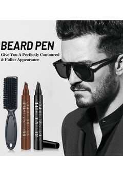 GUANJING Waterproof Men's Beard Pen Beard Care Beard Filling Pen Set, Durable Cover, Natural Appearance(Brown)  - Image 5