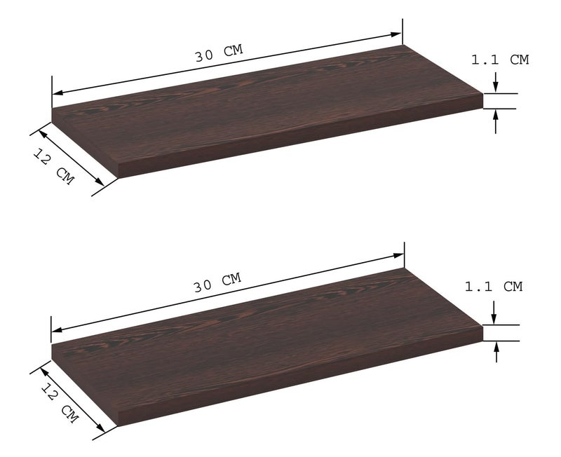 Captiver Wooden Wall Mounted Display Shelf 2 Tier (12x30 CM,Finish Wenge) Living Room Kitchen Storage Bedroom Showpiece Racks Study Designer Organiser - Image 3