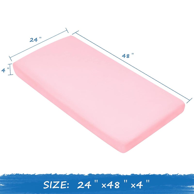 Coldwind Nap Mat Sheet 2 Pack 24 x 48 x 4 Fitted Elastic Corners Preschool Day Care Rest Nap Mat Cover Soft  Breathable Baby Sheets for Regalo My Cot Portable Toddler Bed and Joovy Travel Cot Pink - Image 2