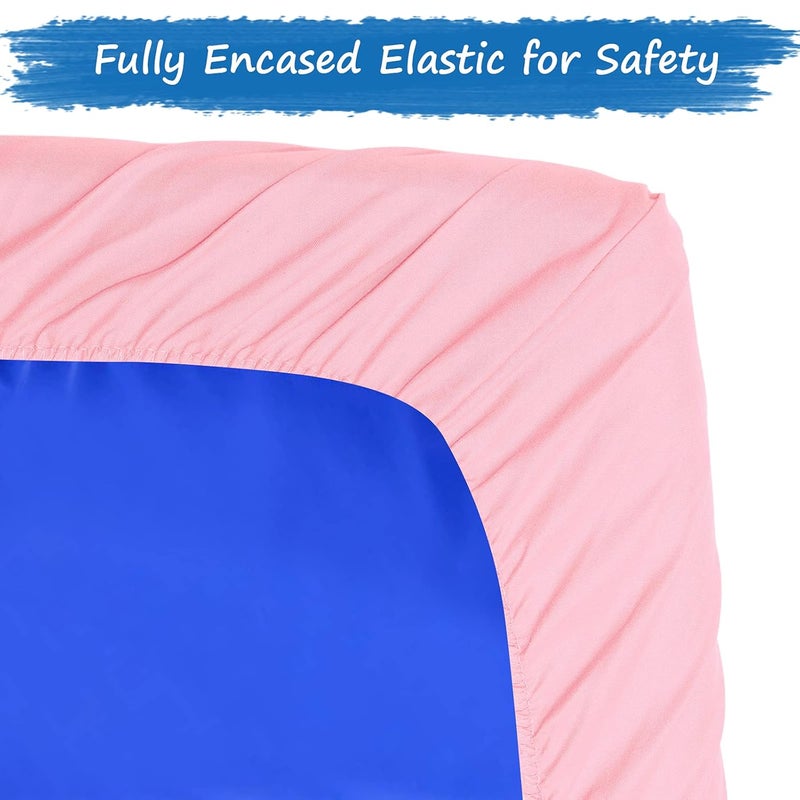 Coldwind Nap Mat Sheet 2 Pack 24 x 48 x 4 Fitted Elastic Corners Preschool Day Care Rest Nap Mat Cover Soft  Breathable Baby Sheets for Regalo My Cot Portable Toddler Bed and Joovy Travel Cot Pink - Image 4