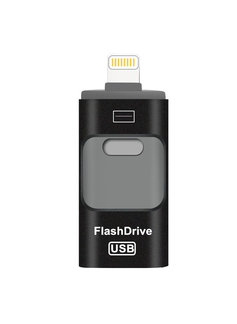 AROAQ - 128GB USB Flash Drive, Shock Proof Durable External USB Flash Drive, Safe And Stable USB Memory Stick, Convenient And Fast I-flash Drive for iphone, (128GB Black Color) - Image 1
