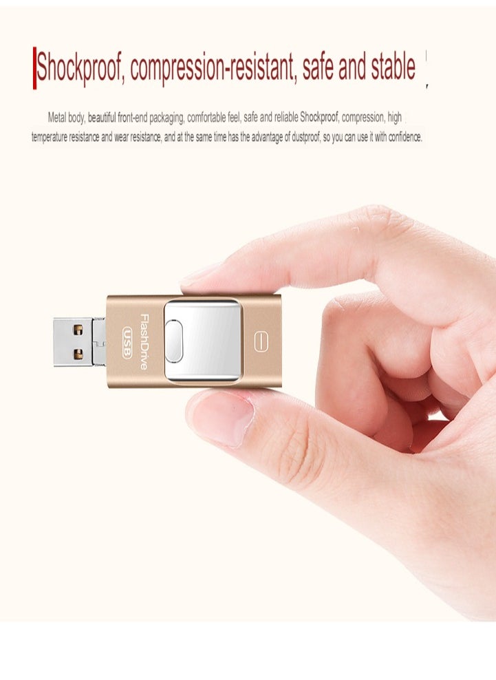 AROAQ - 128GB USB Flash Drive, Shock Proof Durable External USB Flash Drive, Safe And Stable USB Memory Stick, Convenient And Fast I-flash Drive for iphone, (128GB Black Color) - Image 1