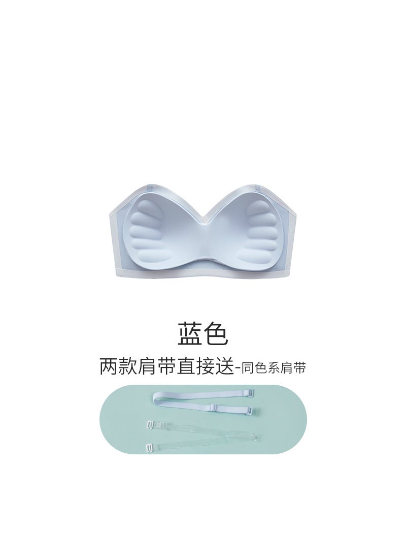 Generic - Summer Thin Strapless Anti-slip Bra Womens Gathered Small Chest Appears Large Prevent Sagging Seamless Tube Top Invisible Bra White - Image 1