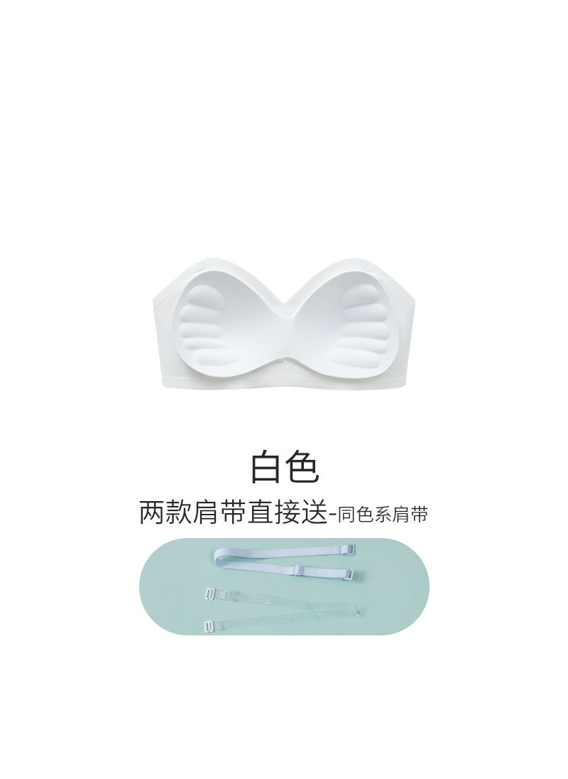 Generic - Summer Thin Strapless Anti-slip Bra Womens Gathered Small Chest Appears Large Prevent Sagging Seamless Tube Top Invisible Bra White - Image 1