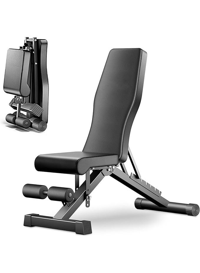 HomKawt Strength Training Adjustable Weight Bench, Full Body Workout Foldable Incline Decline Exercise Workout Weight Bench, Home Gym Pull-Up Station, All-in-One Muscle Trainer - Image 1