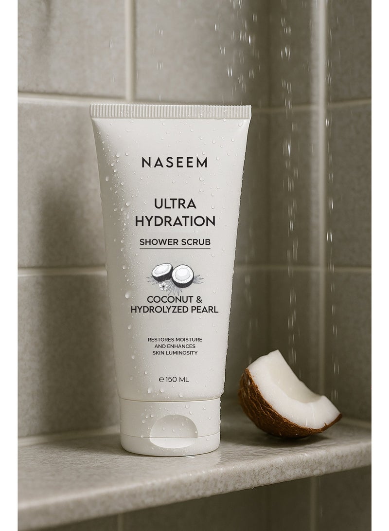 Naseem Coconut & Hydrolyzed Pearl Shower Scrub for Men & Women – 150ml - Image 2